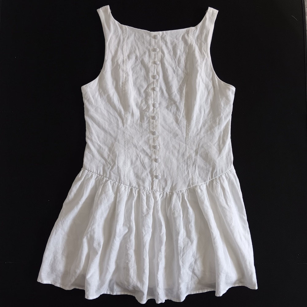 Wild Fable Mini Dress Womens Med White NEW Cottagecore Button Front Scoop Back
